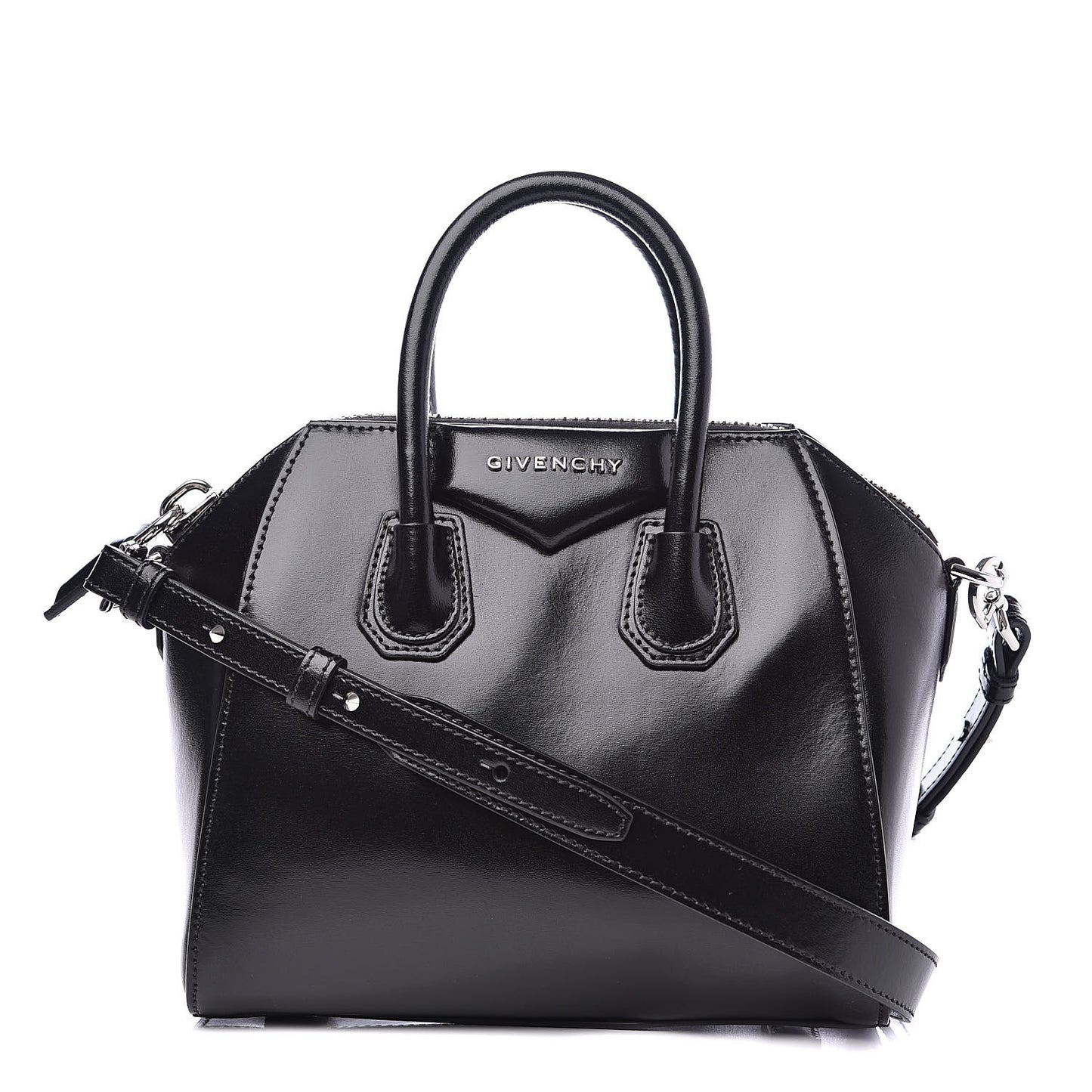 Shiny Lord Calfskin Mini Antigona Black