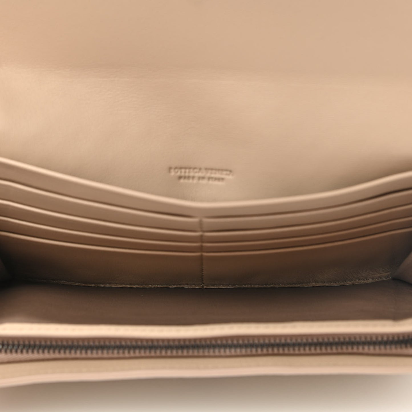 Metallic Nappa Intrecciato Continental Flap Wallet Beige