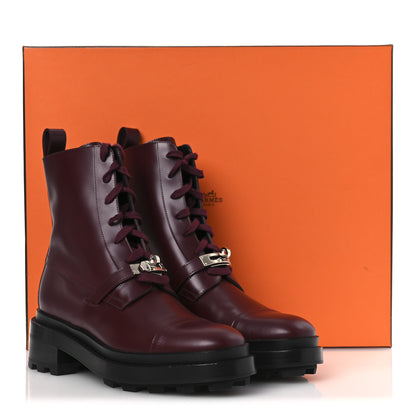 Hermes Glossed Calfskin Funk Ankle Boots 38 Rouge H 12 of 12