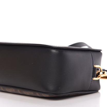 Fendi Glazed Fabric Vitello Century FF 1974 Stamp Patch Mini Camera Case Mogano Panna Black 7 of 11
