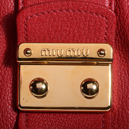 Miu Miu Goatskin Madras Tote Rosso 13 of 14