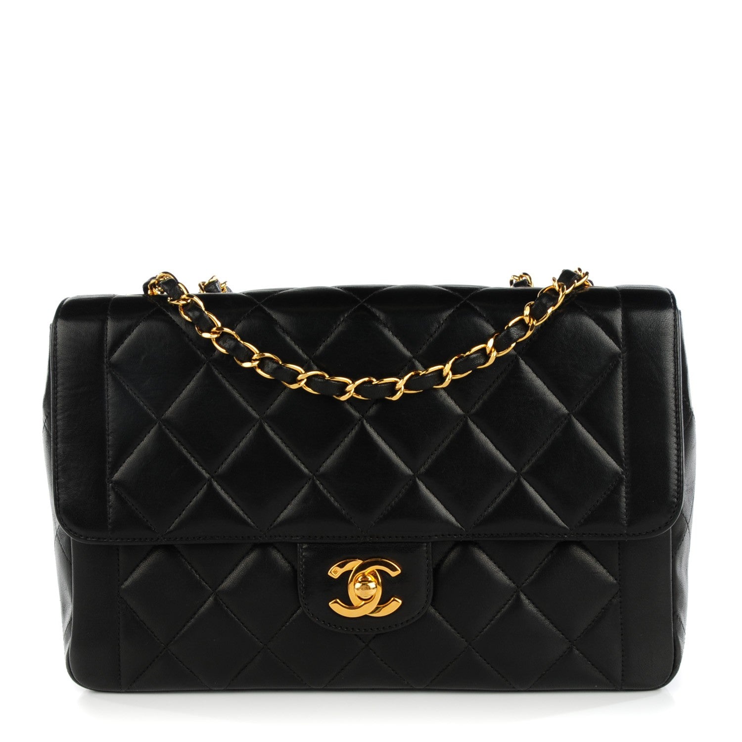 Chanel Lambskin Quilted Medium Single Flap Black 1 of 9