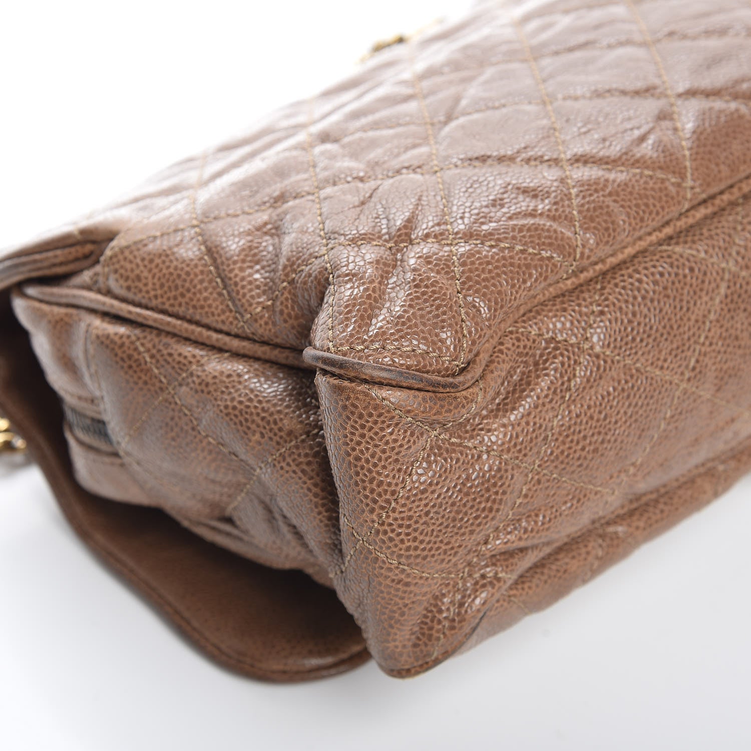 Chanel Crumpled Caviar Quilted Large Shiva Flap Beige 11 of 15