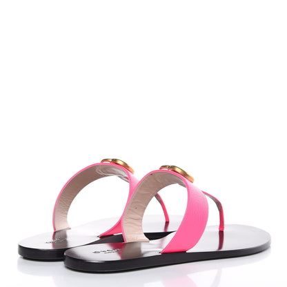 Gucci Calfskin GG Marmont Thong Sandals 42 Fuxia Fluo 4 of 9