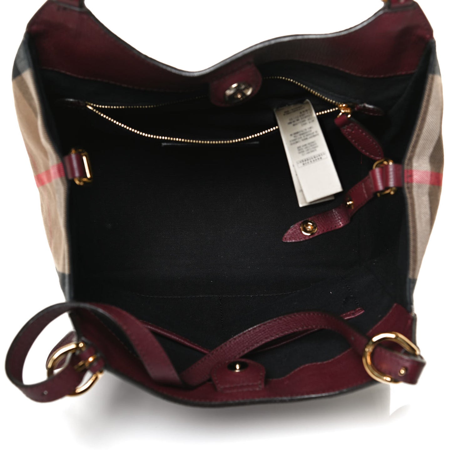 Grainy Calfskin House Check Small Canterbury Tote Burgundy
