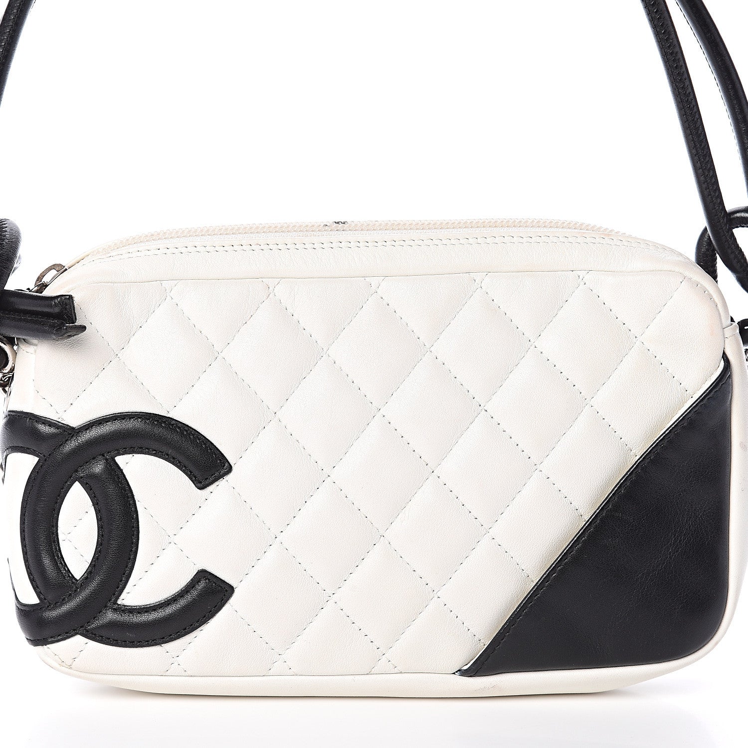 Chanel Calfskin Quilted Cambon Pochette White Black 8 of 9