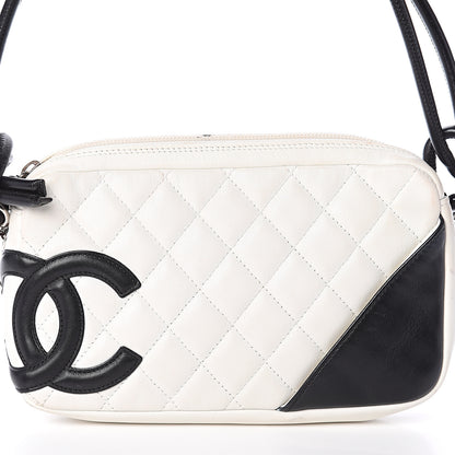 Chanel Calfskin Quilted Cambon Pochette White Black 8 of 9
