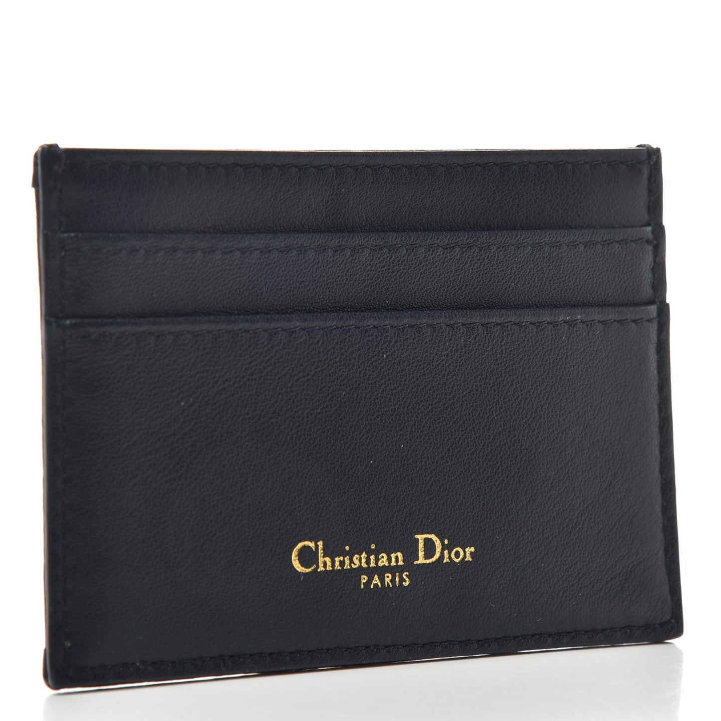 Oblique Calfskin Card Holder Black