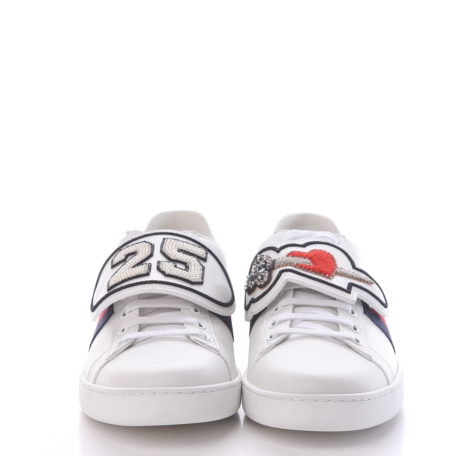 Gucci Calfskin Ayers Web Dagger Embroidered Womens Ace Sneakers 40 White 2 of 11