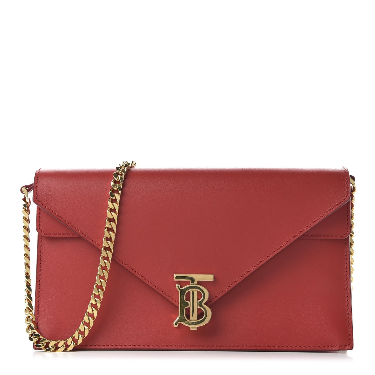 Calfskin Small TB Envelope Chain Clutch Bag Bright Red
