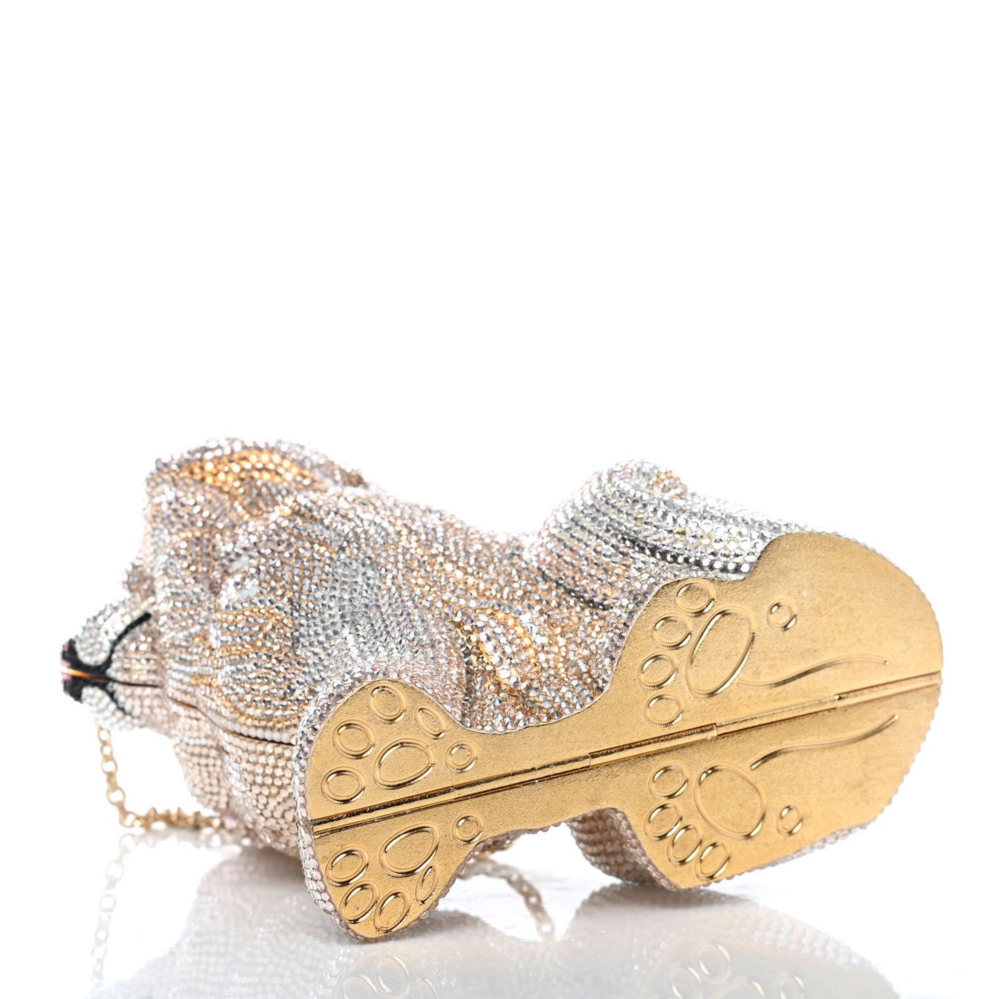 Swarovski Crystal Lion Minaudiere Clutch Champagne Multicolor
