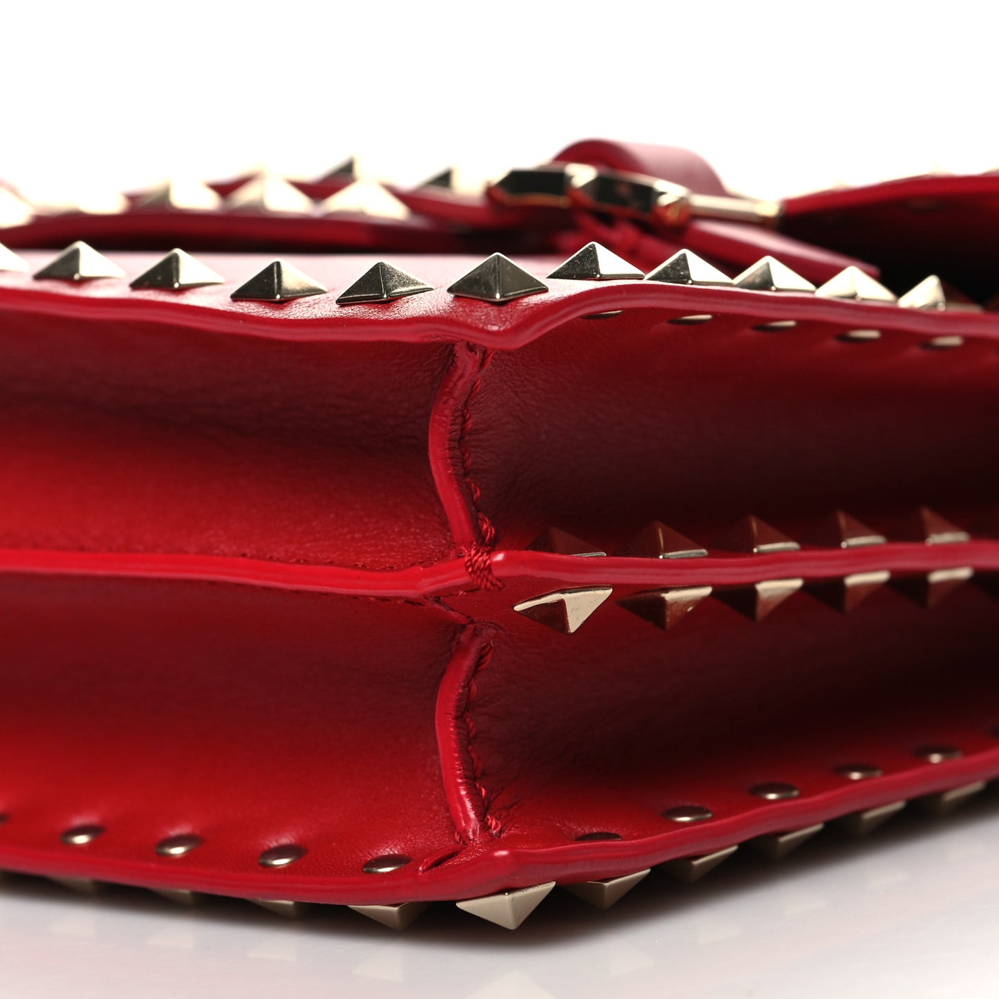 Calfskin Rockstud Flap Shoulder Bag Rosso Valentino