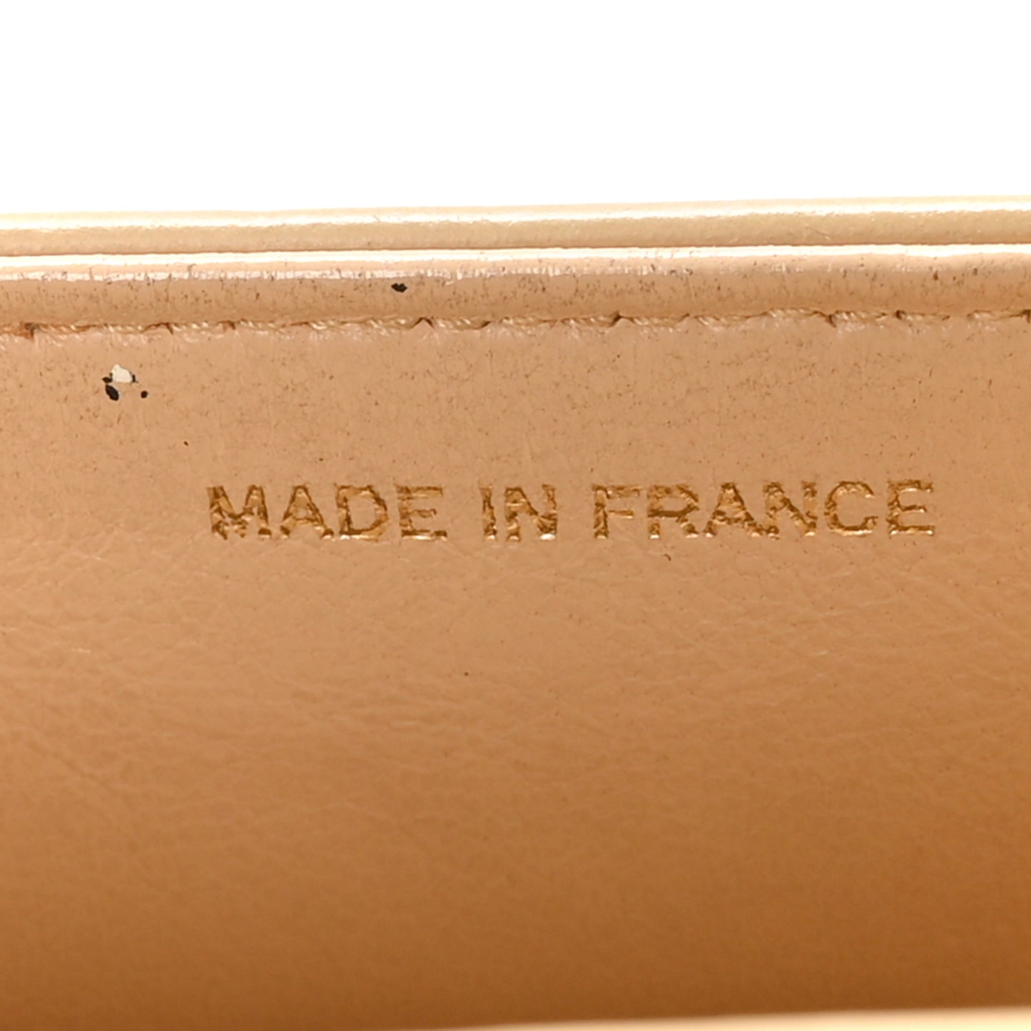 Lambskin Ribbon Stitched Flap Beige