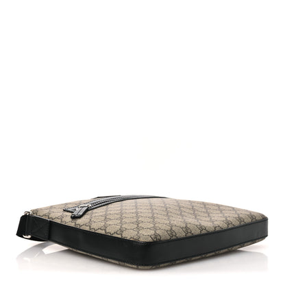 Gucci GG Supreme Monogram Flat Messenger Bag Black 3 of 13