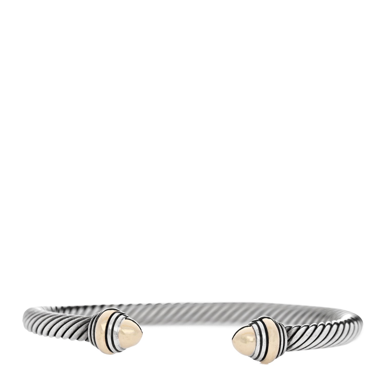 David Yurman Sterling Silver 14K Yellow Gold 5mm Cable Classics Dome Bracelet 1 of 3