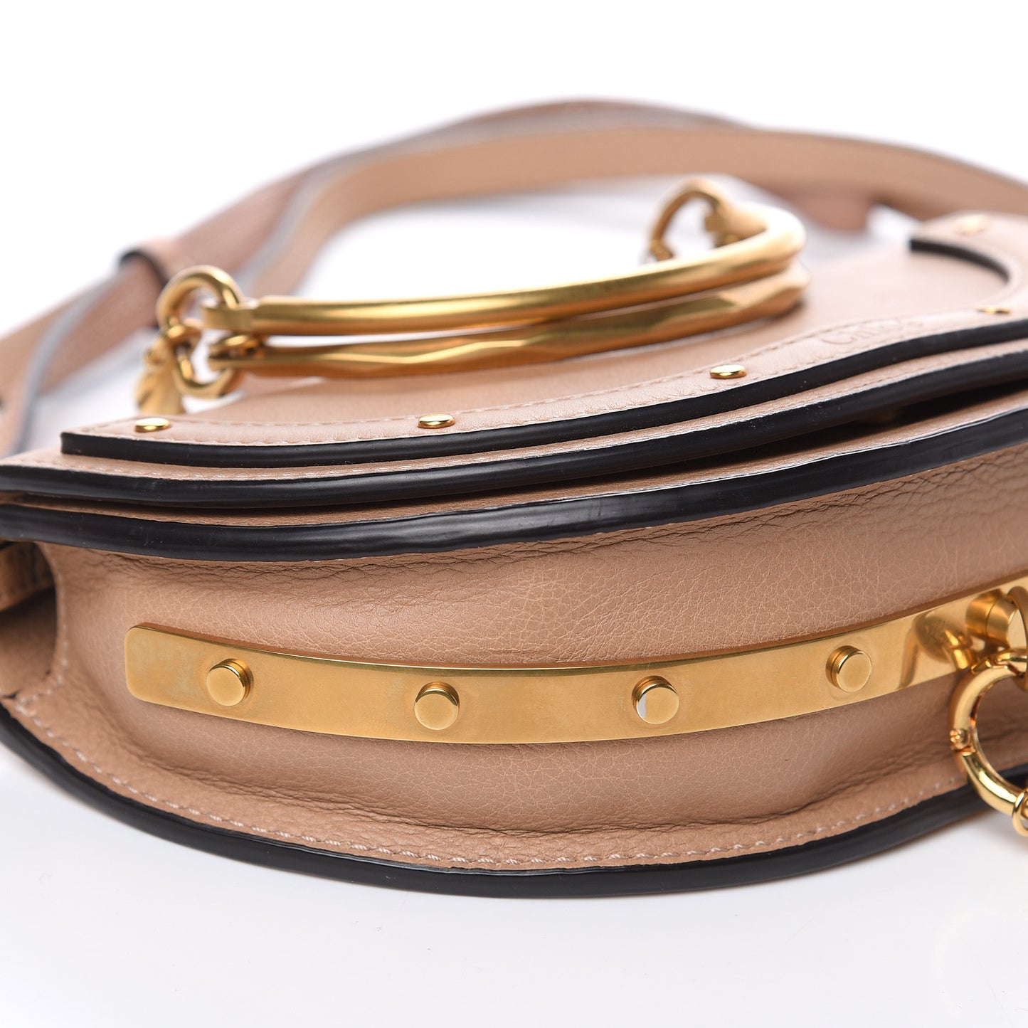 Calfskin Small Nile Bracelet Minaudiere Bag Biscotti Beige