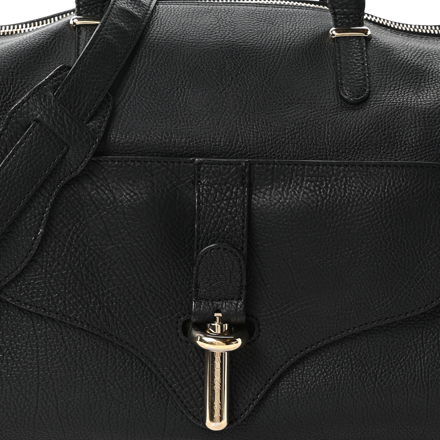 Grained Calfskin Tube Boston Bag Black