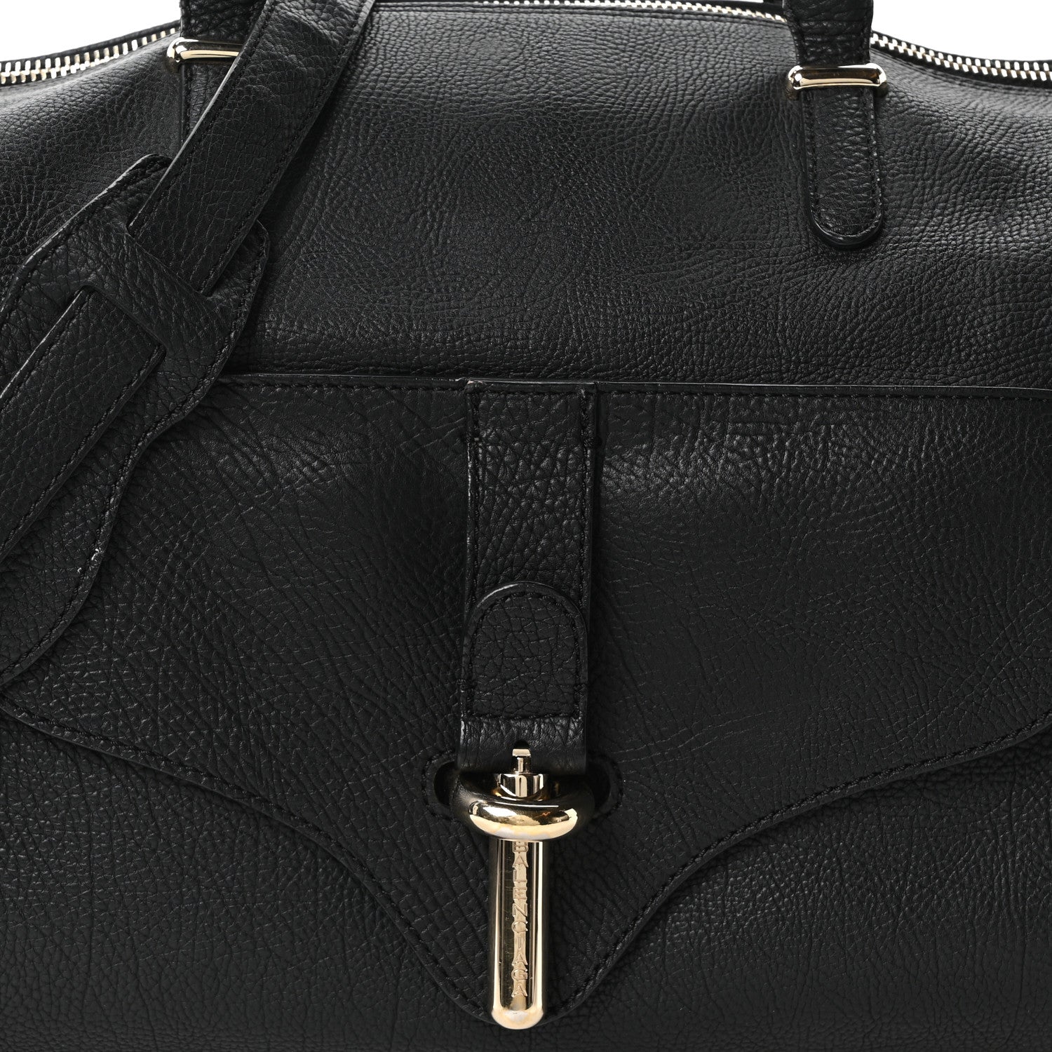 Balenciaga Grained Calfskin Tube Boston Bag Black 9 of 11