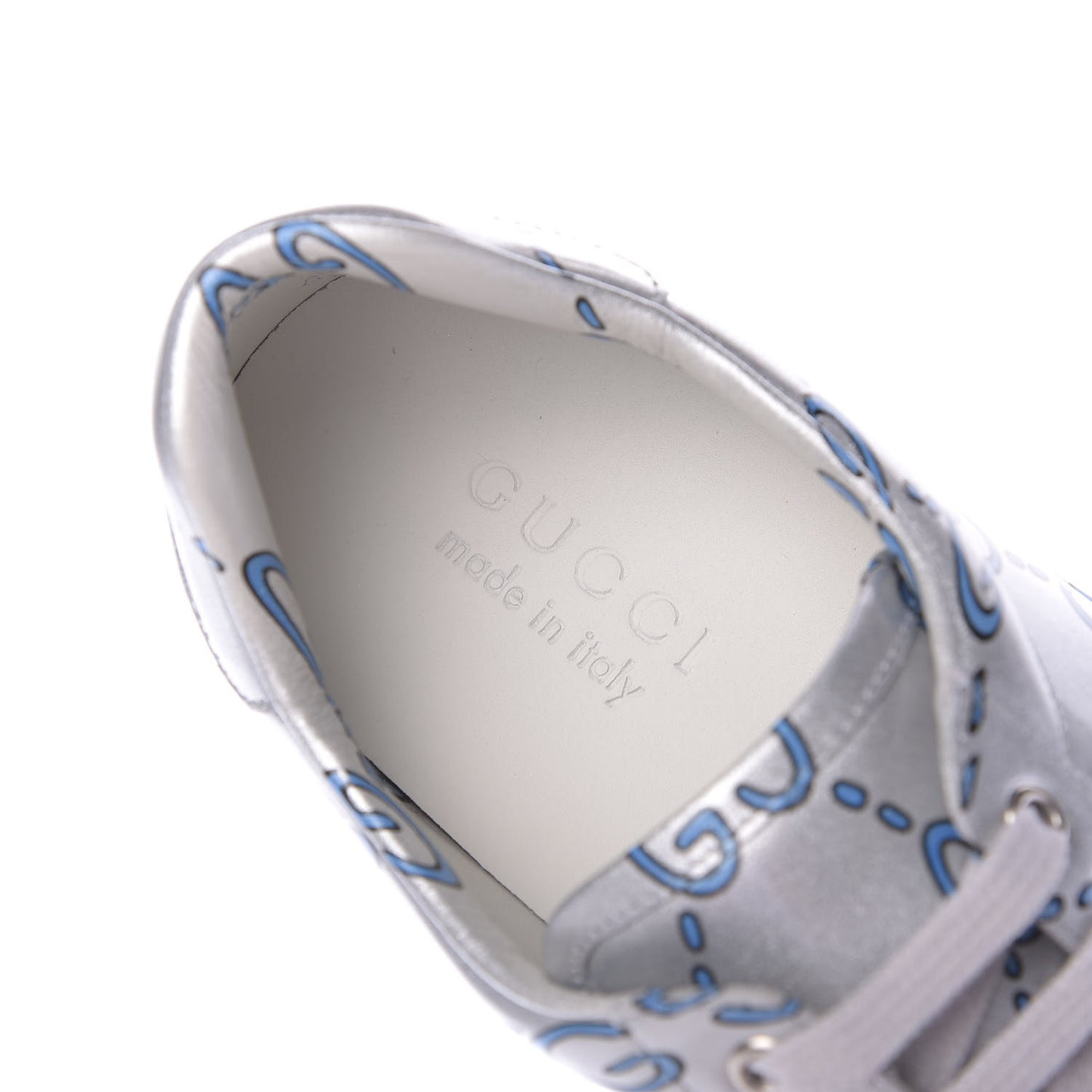Miro Rubber Wax GucciGhost Print Mens New Ace Sneakers 7.5 Silver