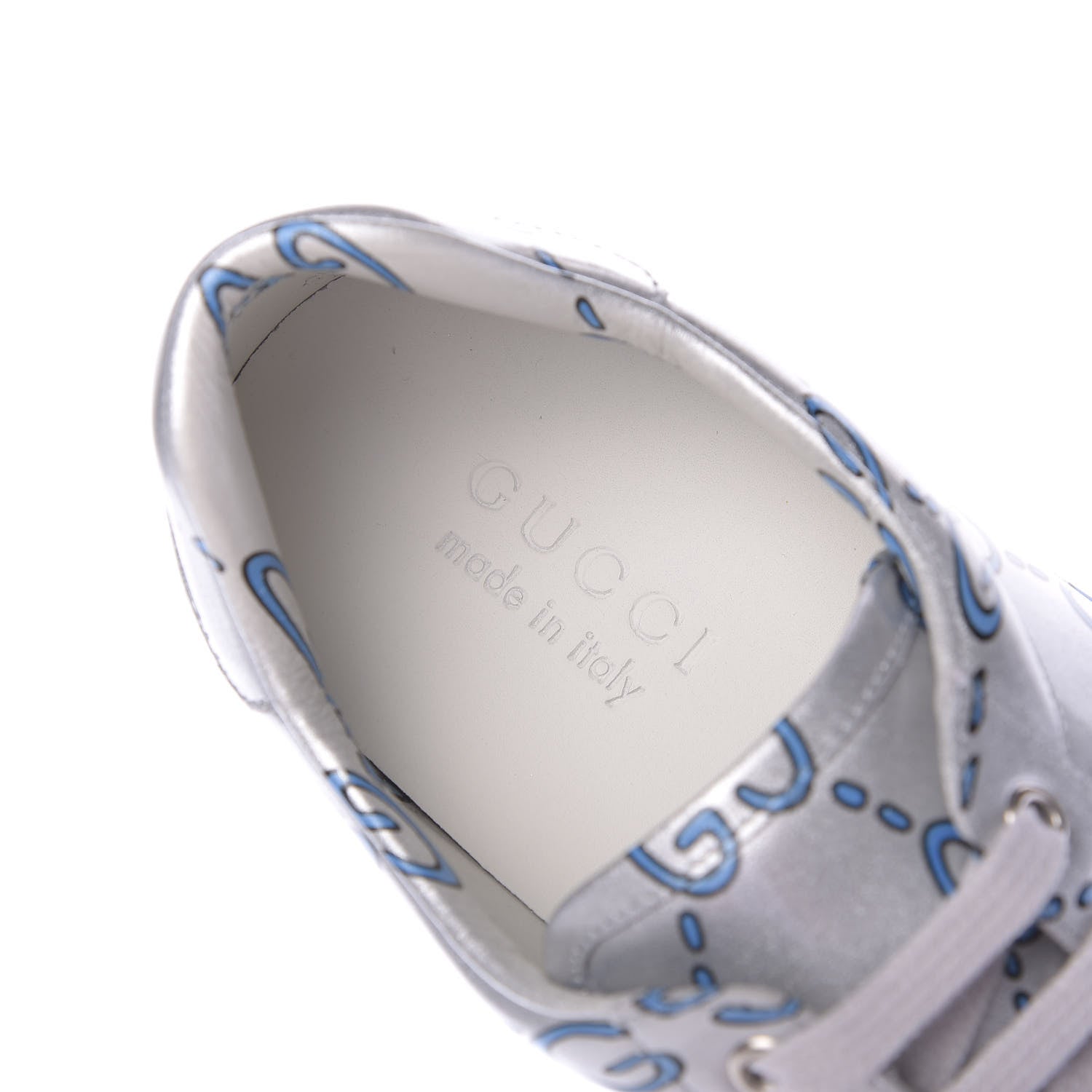 Gucci Miro Rubber Wax GucciGhost Print Mens New Ace Sneakers 7.5 Silver 9 of 9