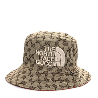 Gucci X NORTH FACE Canvas GG Monogram Reversible Hat S Beige Deep Orange 1 of 13