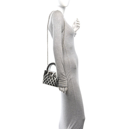 Chanel Mirror Calfskin Metallic Calfskin Quilted Nano Kelly Shopper Silvery 2 of 11