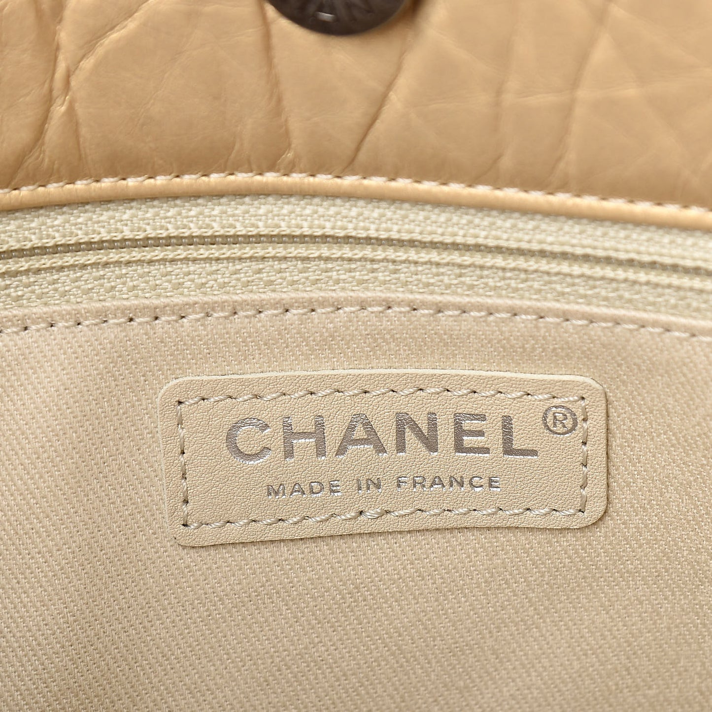 Metallic Aged Calfskin Quilted Reissue 2.55 Tote Light Gold