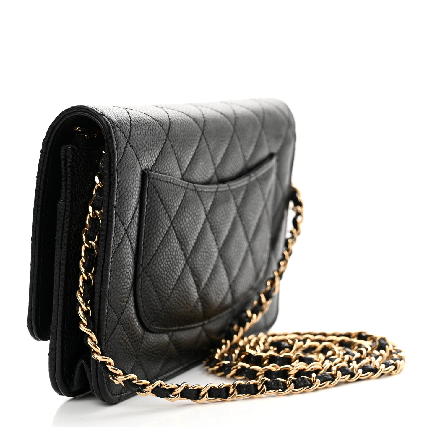 Caviar Quilted Wallet on Chain WOC Black