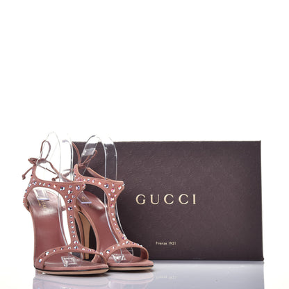 Gucci Suede Crystal Ankle Strap Sandals 39.5 Pink 8 of 8