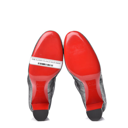 Christian Louboutin Veau Velours Stretch Gena 85 Booties 36 Silver 5 of 7
