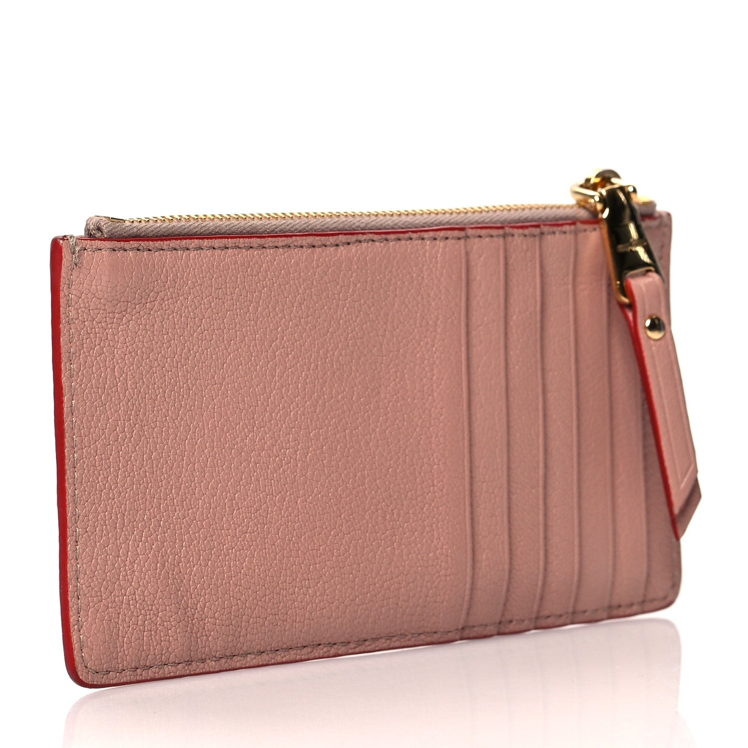 Miu Miu Goatskin Madras Love Zip Card Holder Orchidea 3 of 7