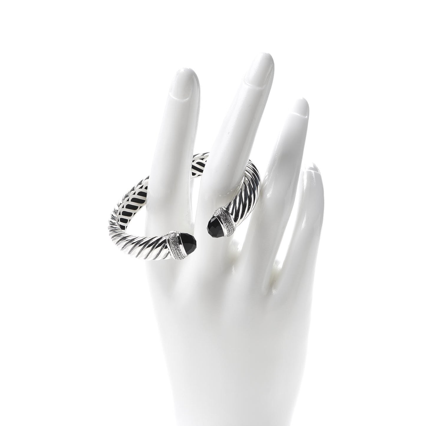 Sterling Silver Diamond Black Onyx 10mm Waverly Bracelet