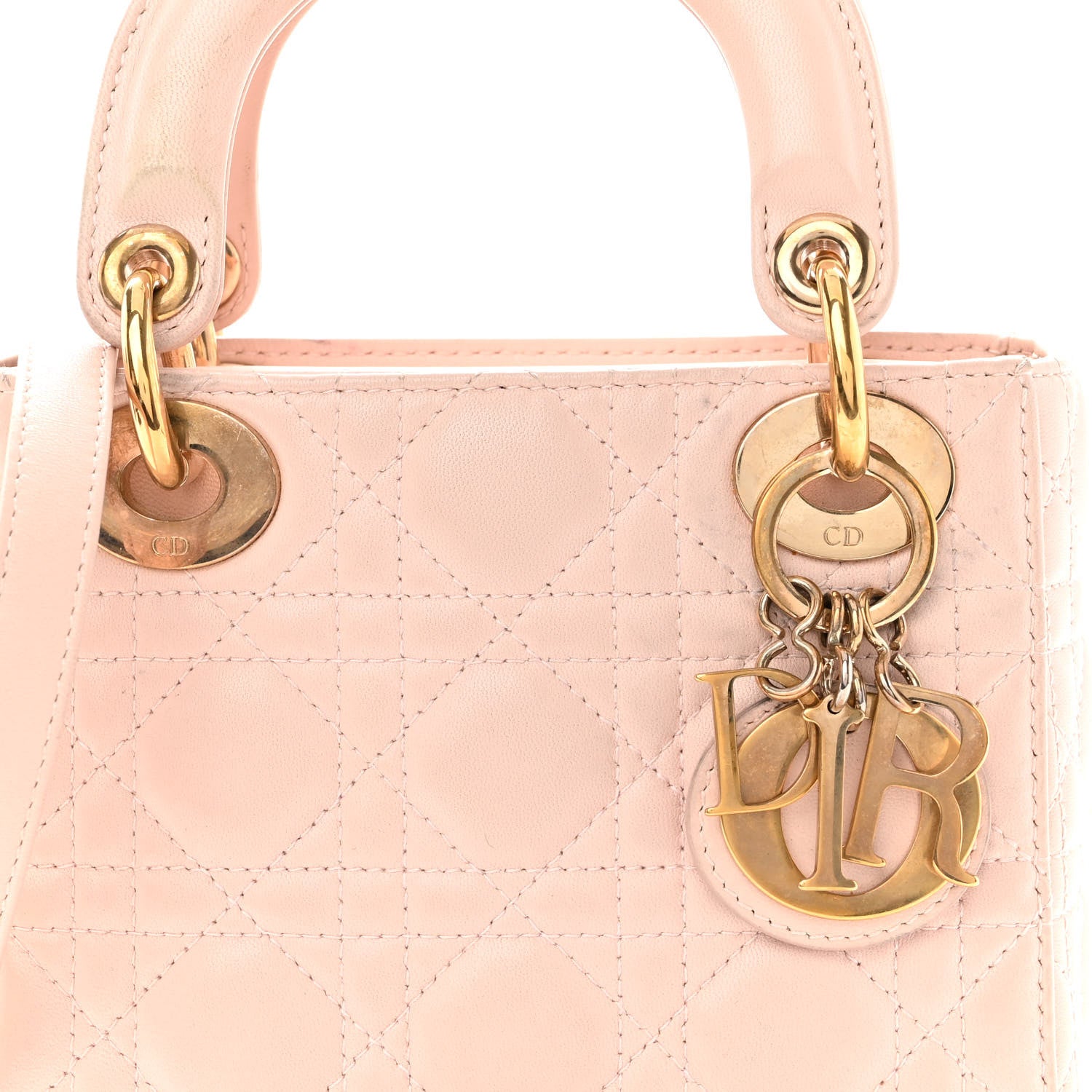 Christian Dior Lambskin Cannage Mini Lady Dior Rose Poudre 7 of 11