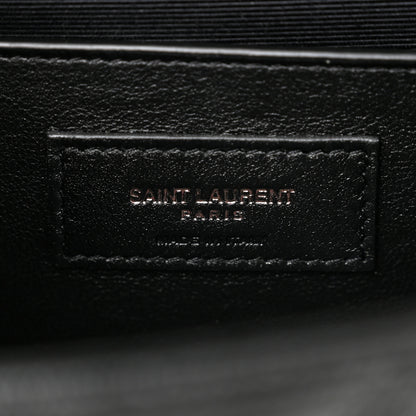 Saint Laurent Grain De Poudre Textured Mixed Matelasse Triquilt Medium Monogram Monochrome Satchel Black 6 of 10