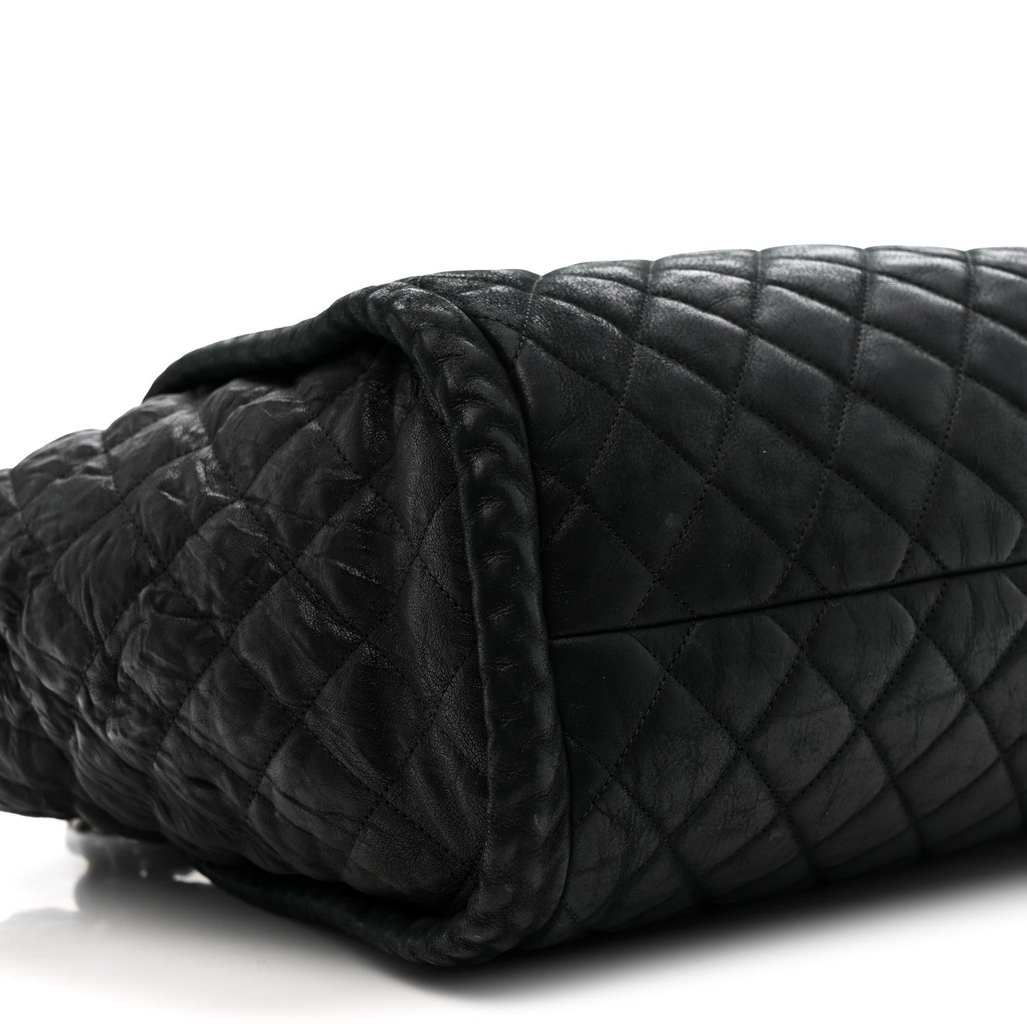 Chanel Crumpled Calfskin Iridescent Calfskin Hidden Chain Large Quilted Shopping Tote Black 9 of 11