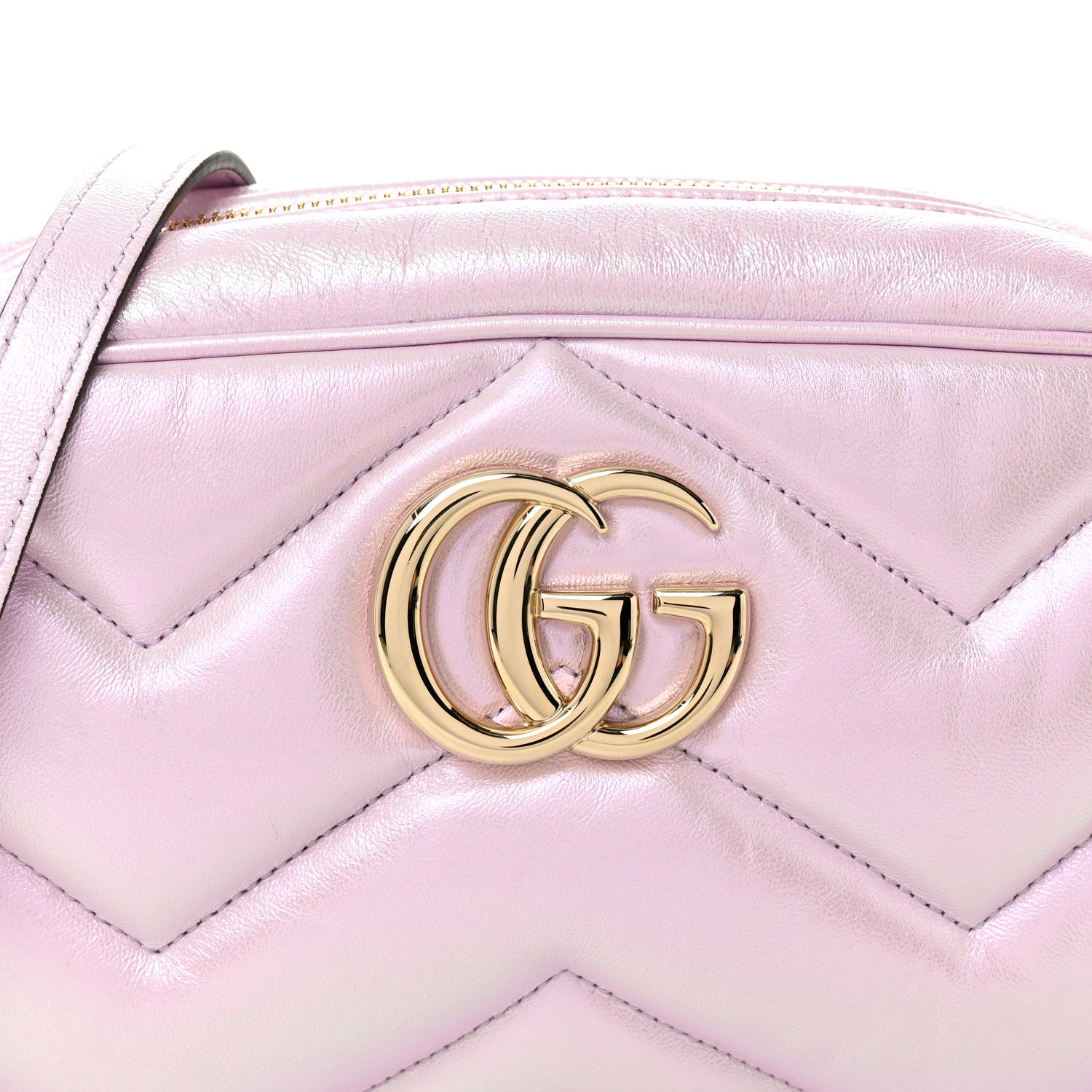 Gucci Iridescent Nappa Chevron Matelasse Small GG Marmont Chain Shoulder Bag Iridescent Escape Pink 8 of 11