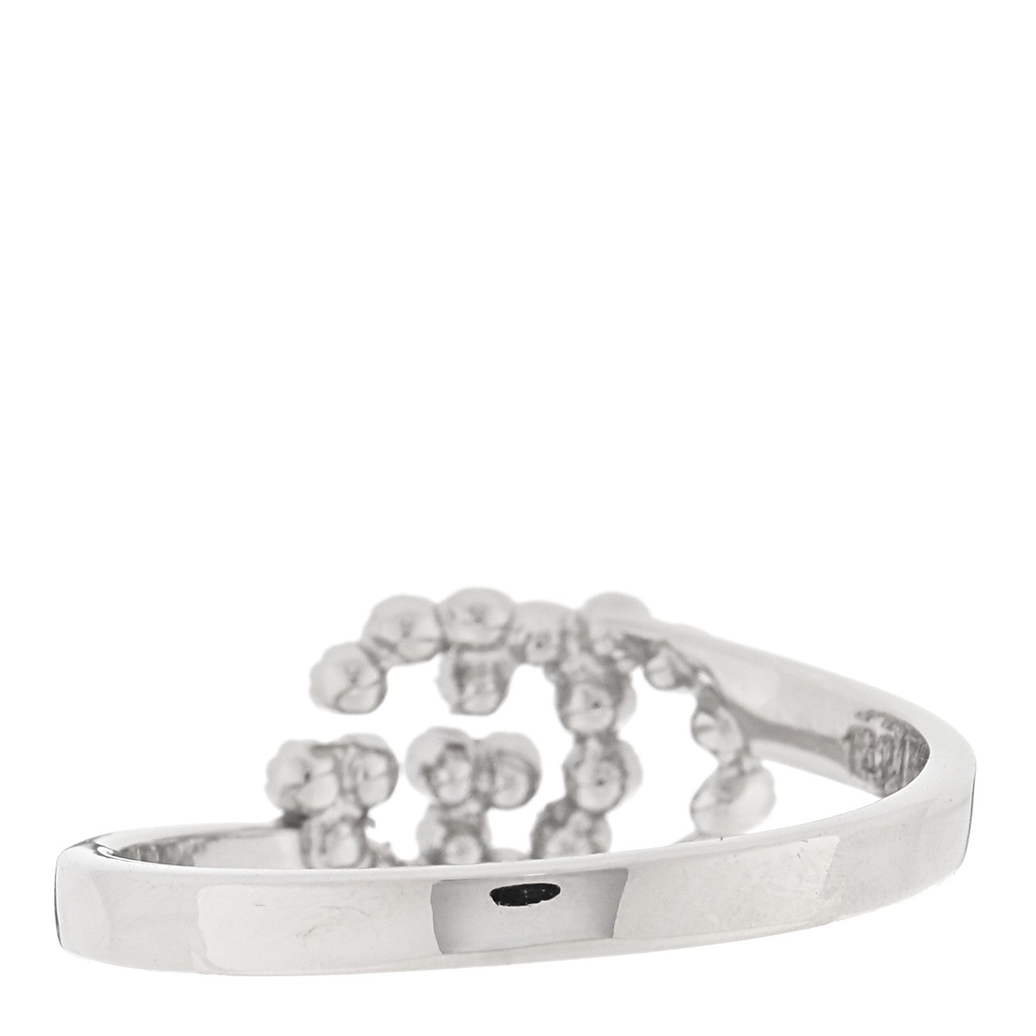 Gucci 18K White Gold Diamond Running Double G Ring 54 6.75 3 of 4