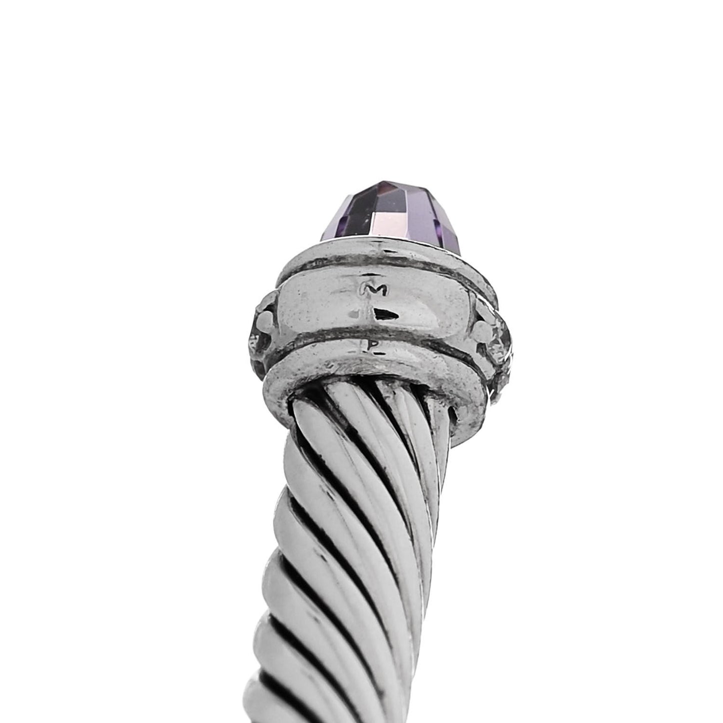 Sterling Silver Amethyst Diamond 4mm Cable Classics Bracelet