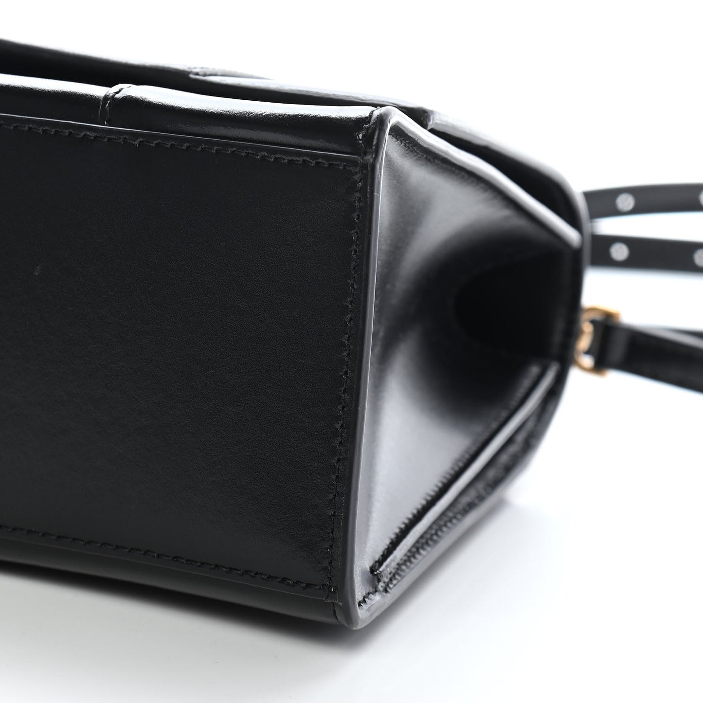 Shiny Box Calfskin Medium Hourglass Top Handle Bag Black