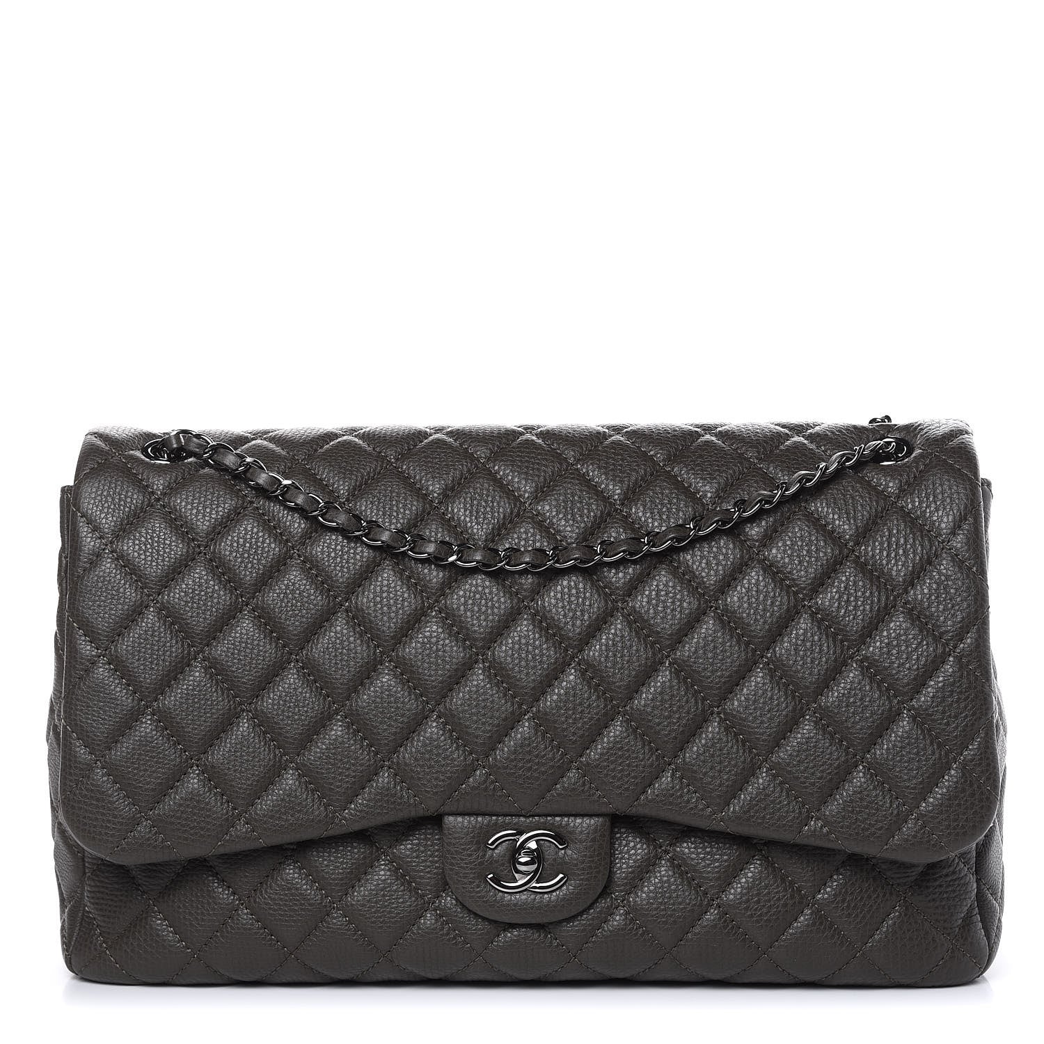 Chanel Calfskin Quilted Small XXL Travel Flap Bag Khaki 1 of 11