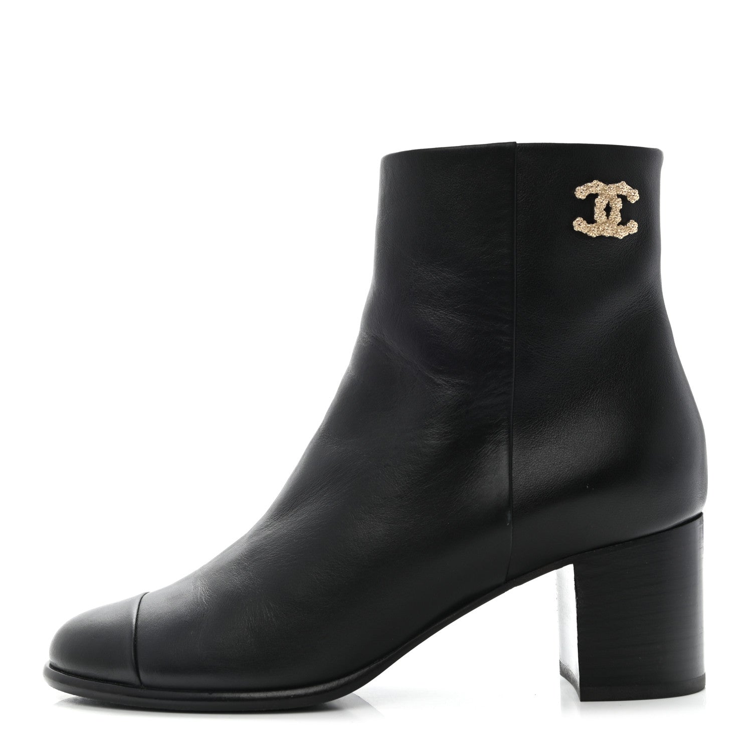Chanel Calfskin CC Ankle Boots 38 Black 1 of 8