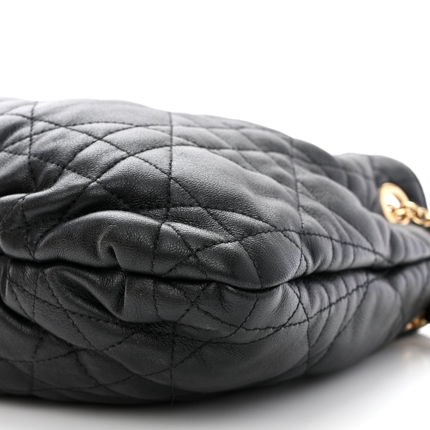 Lambskin Supple Macrocannage Medium Ammi Bag Black