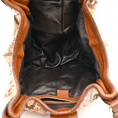 Gucci Snakeskin Medium Indy Top Handle Hobo Brown Beige 5 of 15