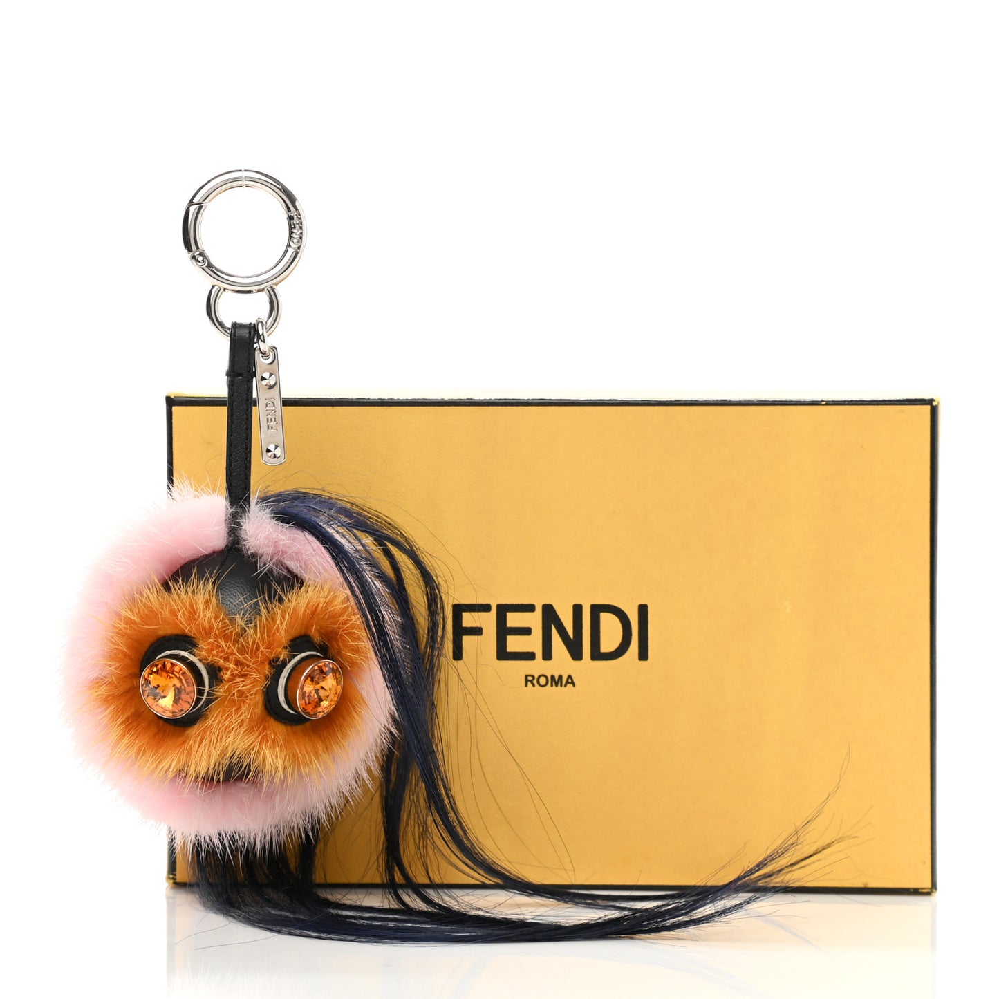 Mink Goat Fur QuTweet Bag Bug Charm Marshmallow Black