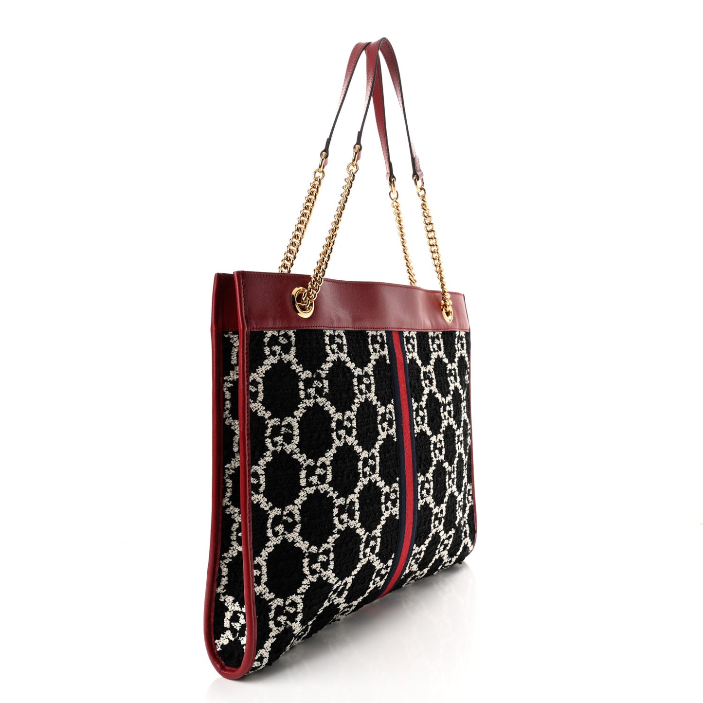 Tweed GG Monogram Large Rajah Chain Tote Romantic Cherry Black White