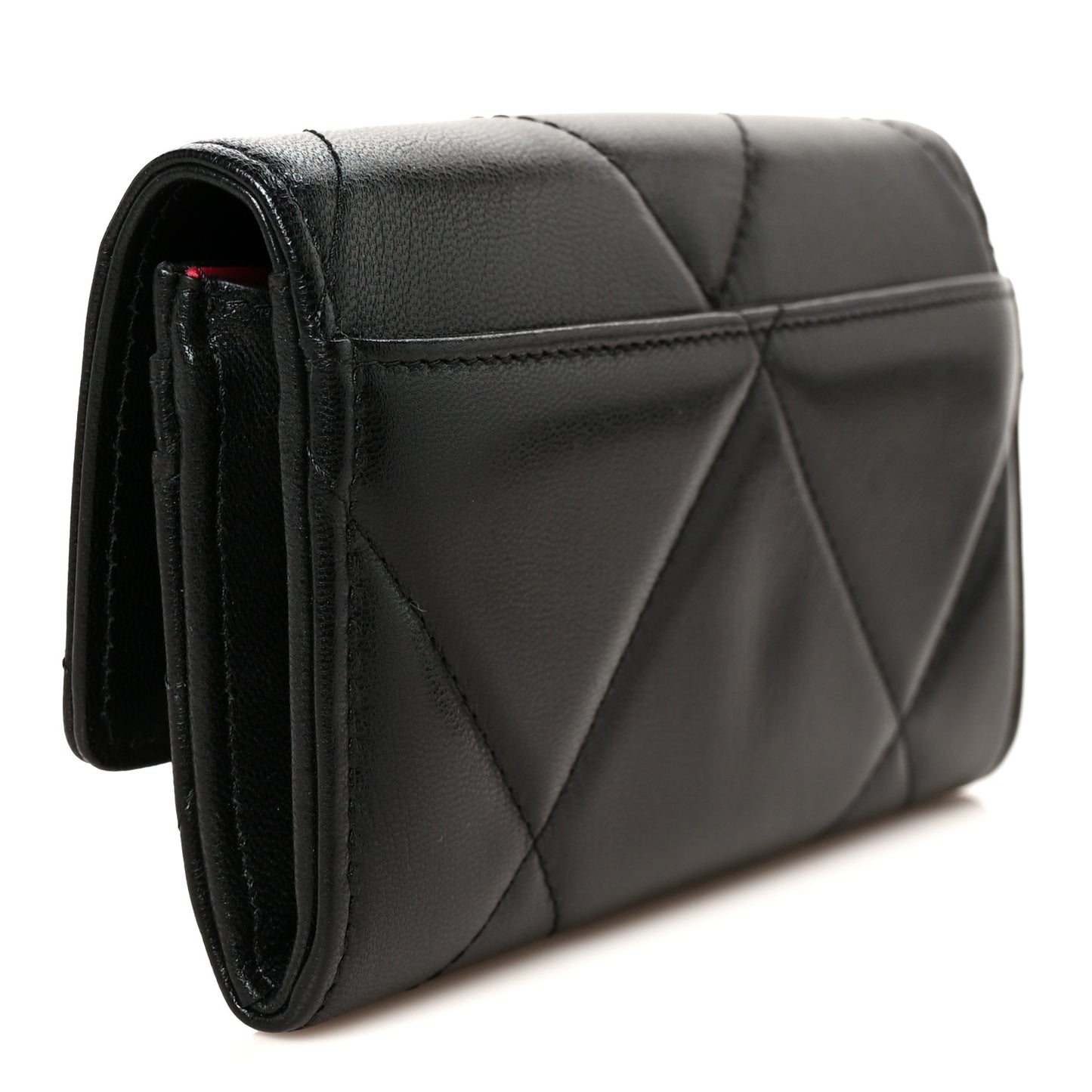 Lambskin Quilted Chanel 19 Flap Wallet Black