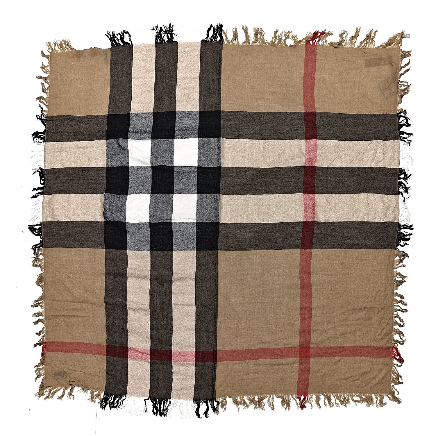 Burberry Merino Wool House Check Square Scarf Brown 1 of 4
