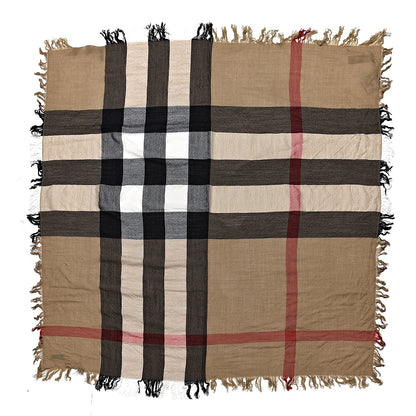 Burberry Merino Wool House Check Square Scarf Brown 1 of 4