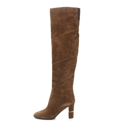 Jimmy Choo Suede Maira 80 Knee High Boots 41 Khaki Brown 1 of 7
