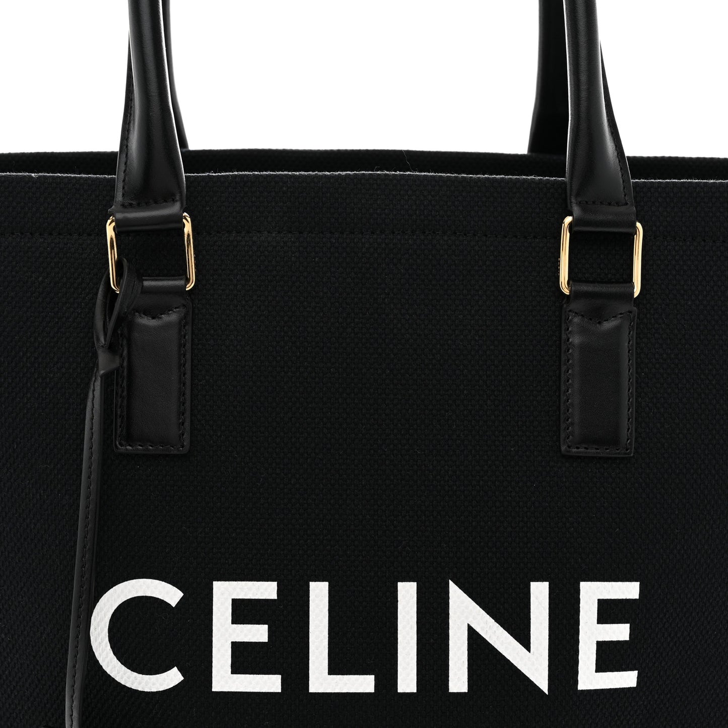 Canvas Calfskin Horizontal Cabas Black